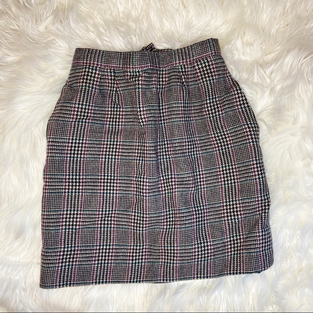 JONES NEW YORK PLAID WOOL PENCIL SKIRT
